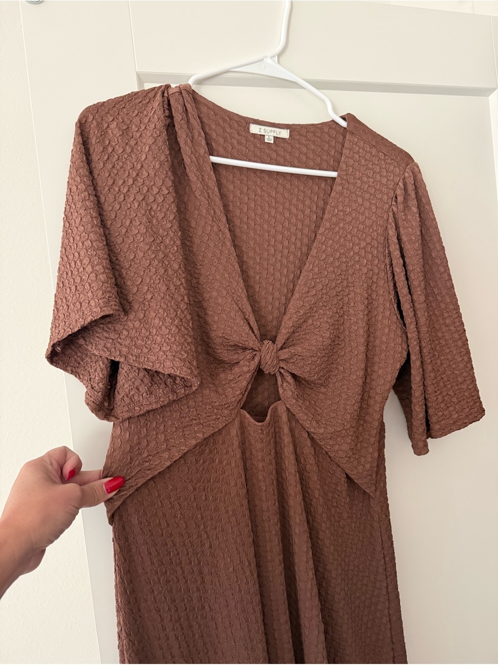 Z supply chocolate soft knit, Knot-Front Midi Dress